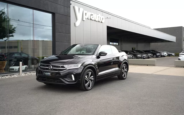 Volkswagen T-Roc 1.5TSI DSG Cabrio R-Line Adaptieve cruise Leder Camera AppleAndroid DAB Digitaal dashboard Windschut IQLight GPS Autopark 18″Aluminium velgen